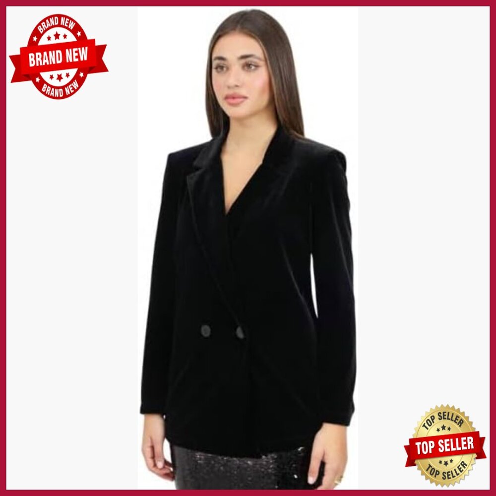Stretch Velvet Blazer Double Breasted Business Casual Short Length
